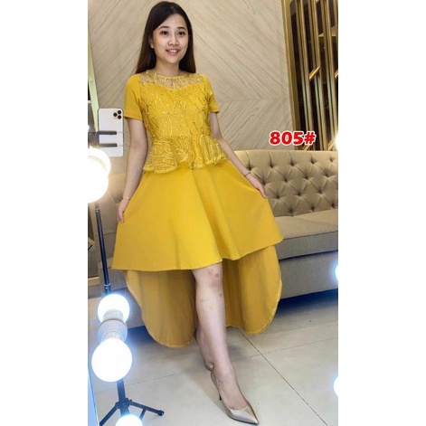 805# dress ekor scuba fashion wanita pesta