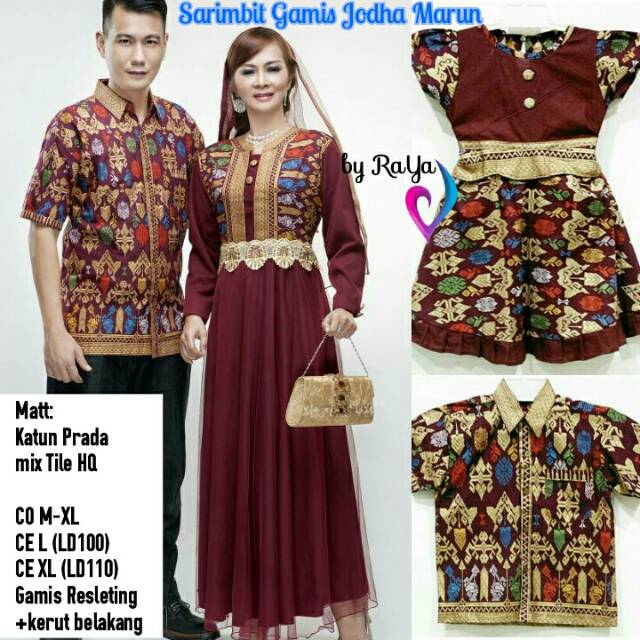Sarimbit gamis batik keluarga tile JODHA PRODO dress anak Gamis Perempuan Seragaman Keluarga Outfit 