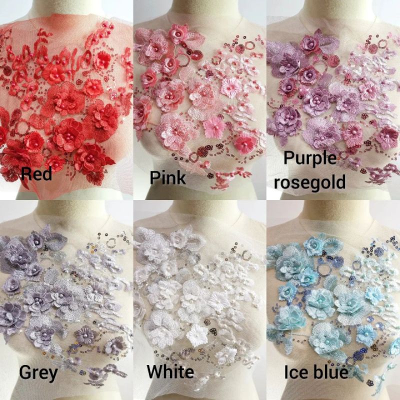 lace bordir bunga 3d import