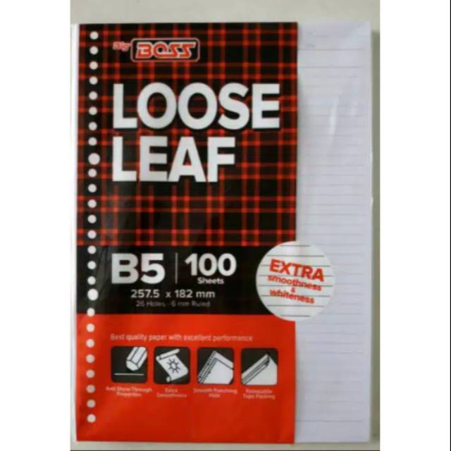 

Loose Leaf B5 isi 100 bigboss / Kertas file 100 lembar