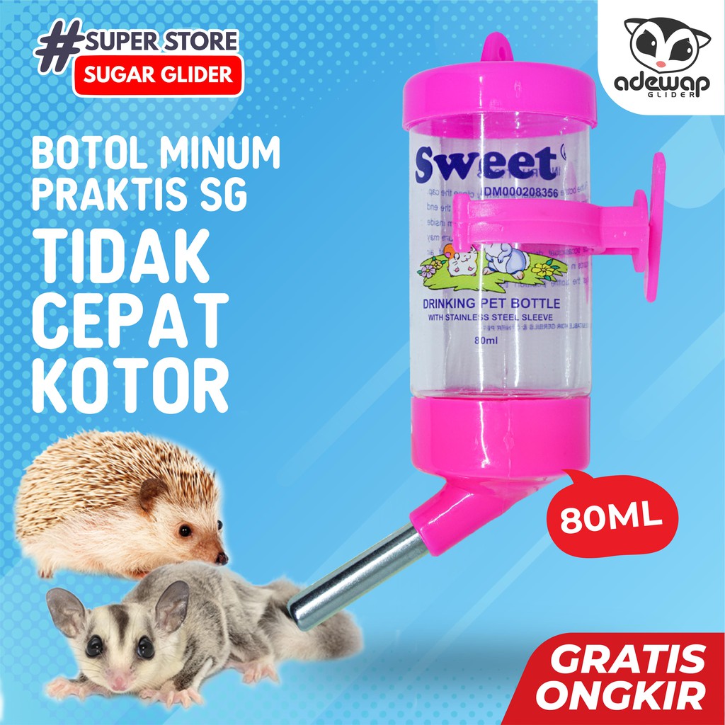 Jual BOTOL MINUM RAT DRINKER UKURAN 80 ML SUGAR GLIDER, LANDAK MINI