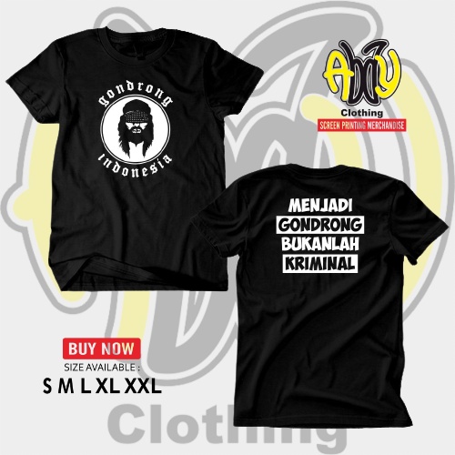 Kaos Distro Baju Sablon GONDRONG INDONESIA Katun Combed 30s Pakaian Pria Dewasa