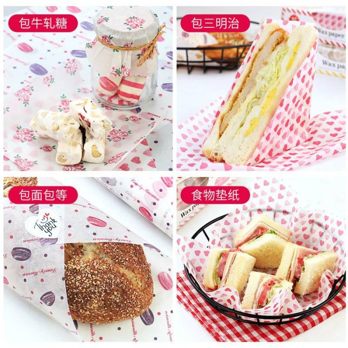 wax paper / sandwich paper / kertas pembungkus kue / roti - rose