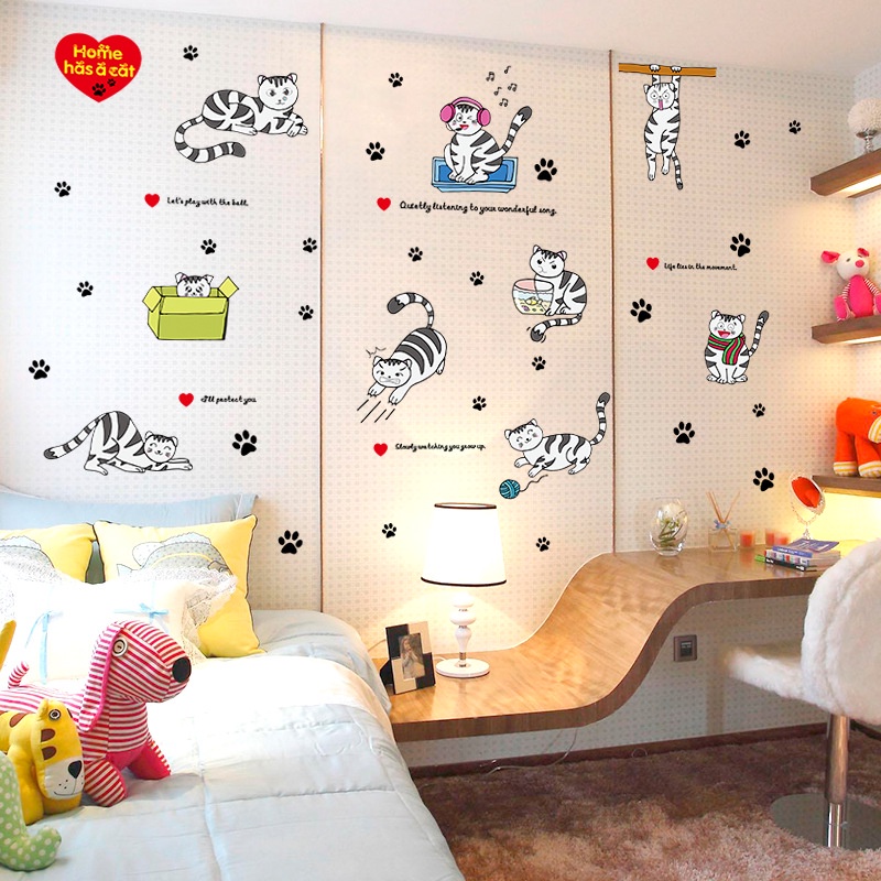 Reliza Wall Sticker Cat Home Kucing Hitam Stiker Dinding ldr9049