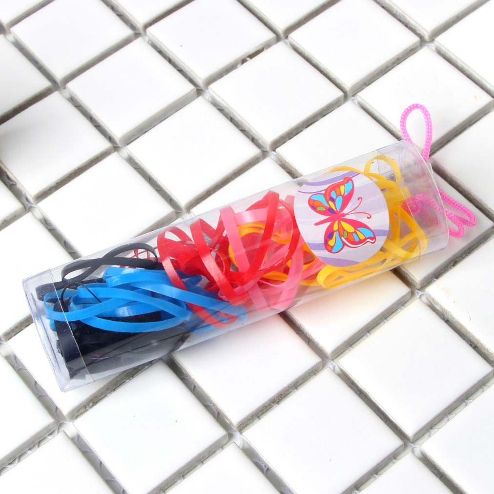 OSM - K837 (1 TONG) Ikat Rambut Warni Polos / Karet Rambut / Kuncir Rambut / Hairband-RGB Hitam