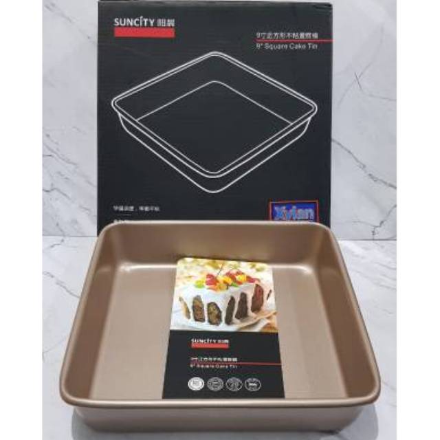 Loyang suncity square kotak 9&quot; 24x24x5cm baking pan anti lengket loyang kue roti cake