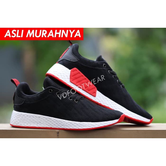 Sepatu Adidas NMD R2 Core Black Red Premium Original