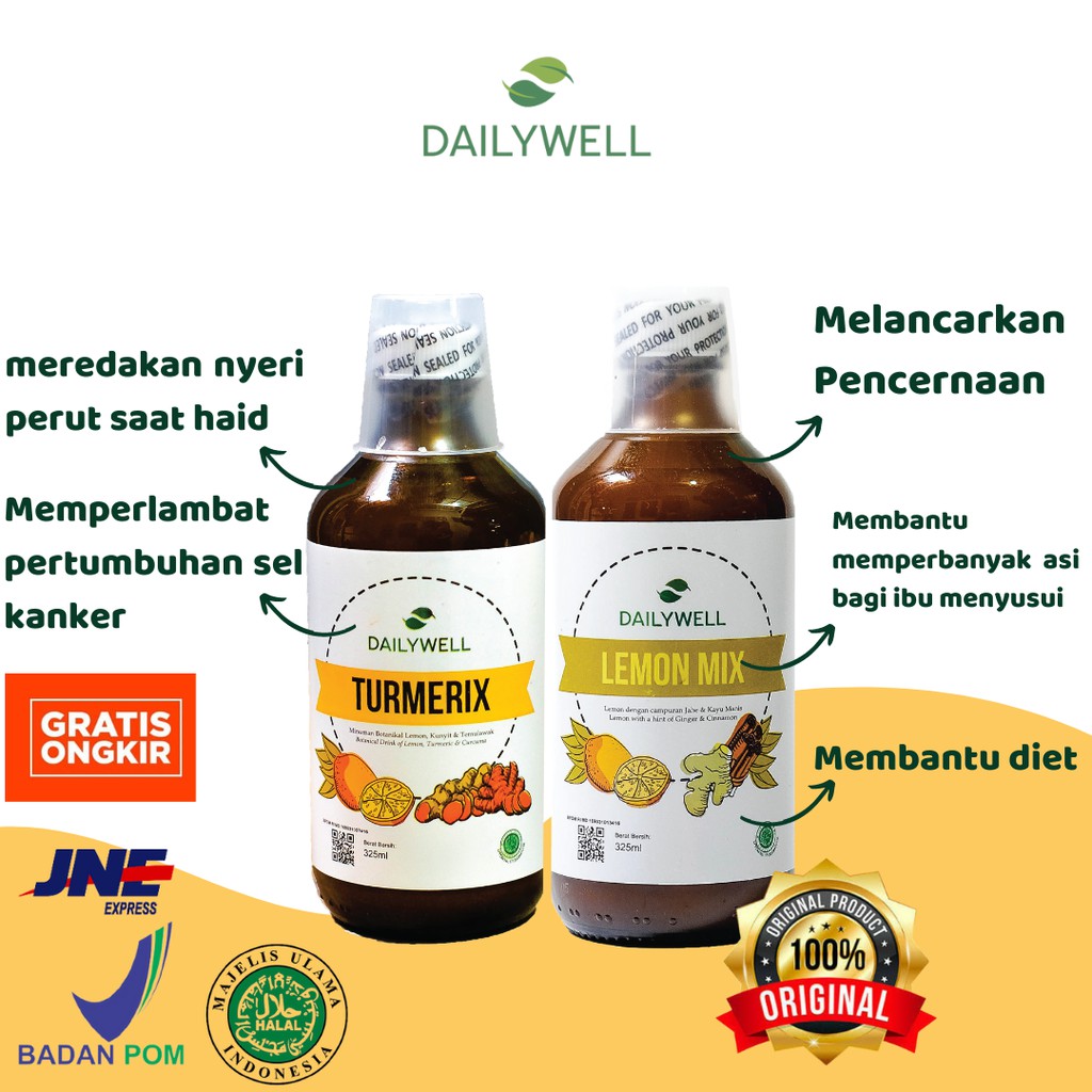 

Dailywell Bundling 1 Lemon Mix & 1 Turmerix (Herbal utk Daya Tahan Tubuh/ Imun Tubuh- Anti Virus)