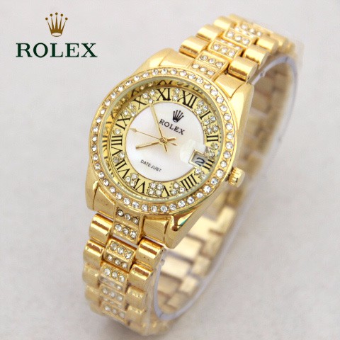 Rolex Wanita | Jam tanagn Wanita / Cewek Rolex Diamond Romawi Rantai Gold B_SWH