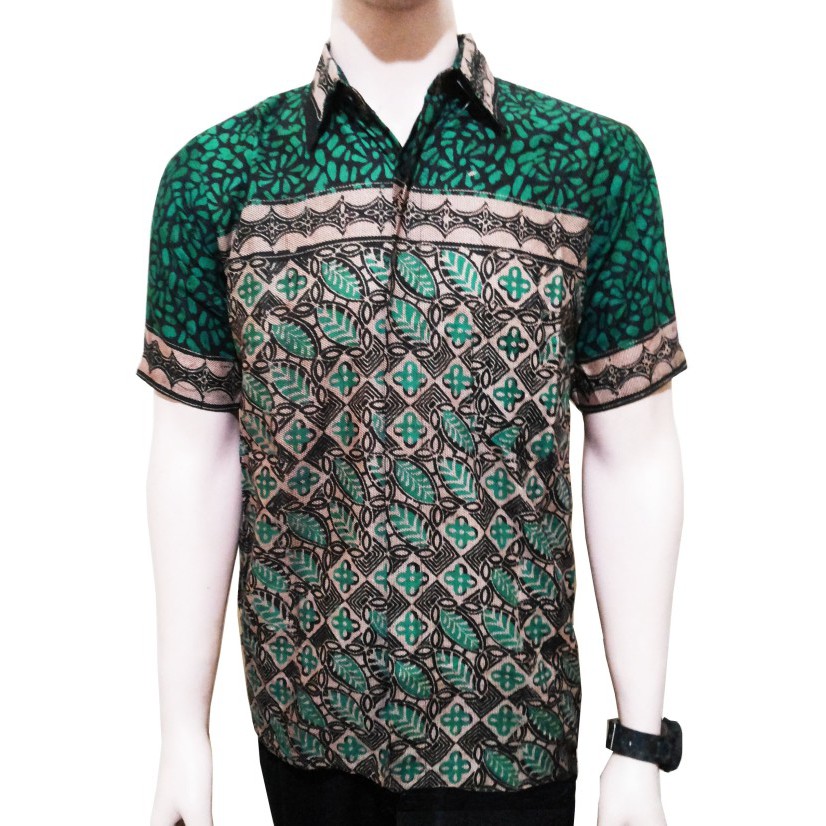 Kemeja batik hem batik pria cowok hijau BTK159