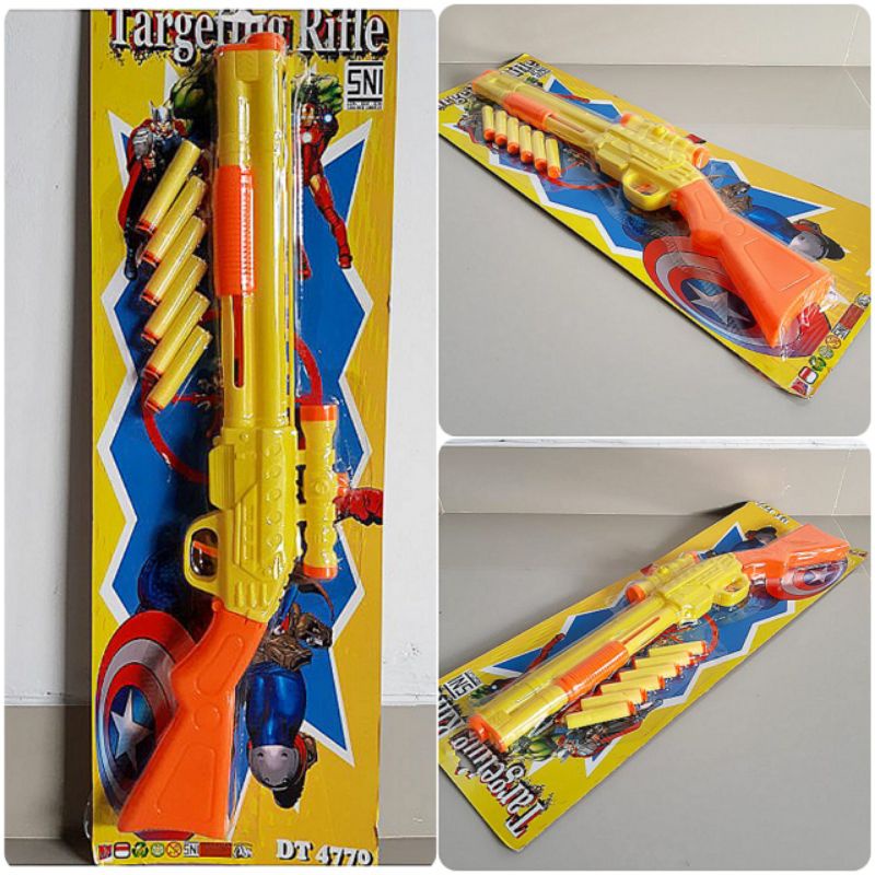 Mainan Set Tembakan Nerf Polisi Murah - Senapan Kokang Peluru Busa Lunak Soft Bullet Blaster Anak Ed