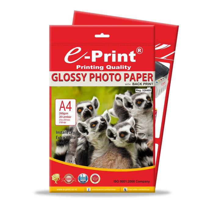 Kertas Foto e-Print Glossy Back Print A4 260 gsm