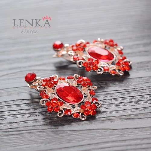 [SIAP KIRIM] EARRING RED BRIDAL AKSESORIS ANTING PESTA WANITA MODERN AAR006