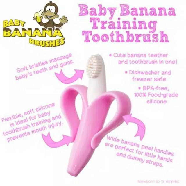 Teether Baby Banana Fruit teether Gigitan Bayi Plus, Gigitan Bayi Bentuk Pisang Sikat Gigi Silikon