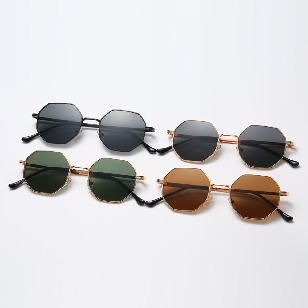 [Elegan] Blocking Sunglasses Cool Vintage Octagon Pria Wanita Polygon Metal Frame Eyewear