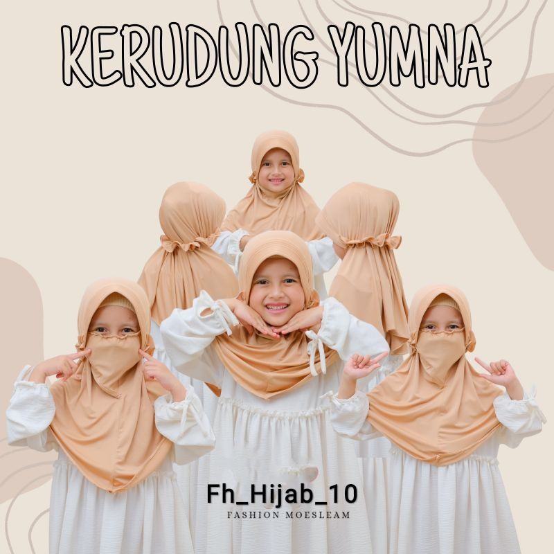 kerudung Niqab Yumna anak instant Premium 3th - 6 tahun terbaru | jilbab lucu bayi Perempuan sekolah tk 4 - 5 thn | hijab Tanggung baby sd bahan jersey lembut adem