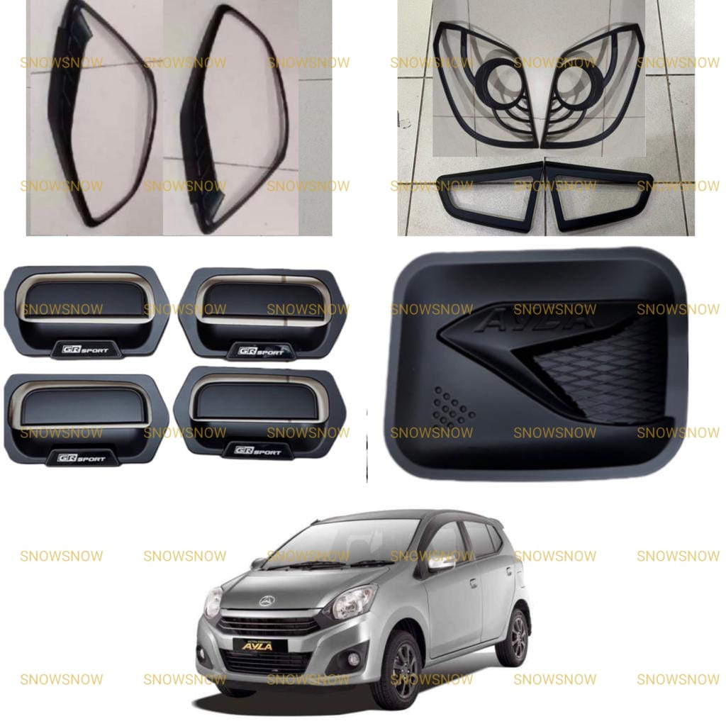 Paket Garnish Lampu Depan Belakang Outer Handle Tank Cover Ayla X M 2017 2022 UP GR SPORT TRD Hitam Chrome
