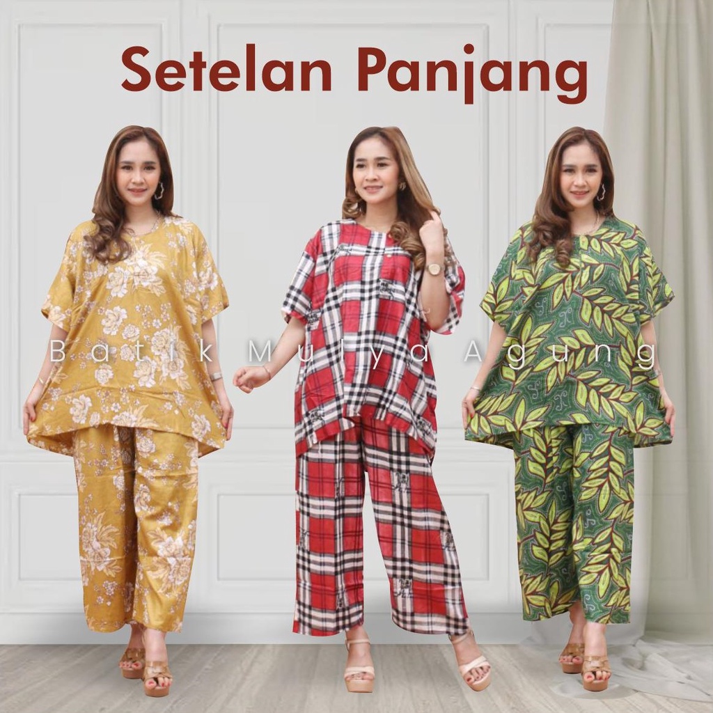 Setelan (One Set) Celana Panjang Batik Jumbo All Size / Setelan Batik Wanita LD 125-130 Cm Busui Fri