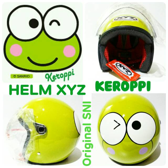 Helm XYZ karakter Keropi Hijau lime helm XYZ original SNI with kaca helm terbaru dan termurah