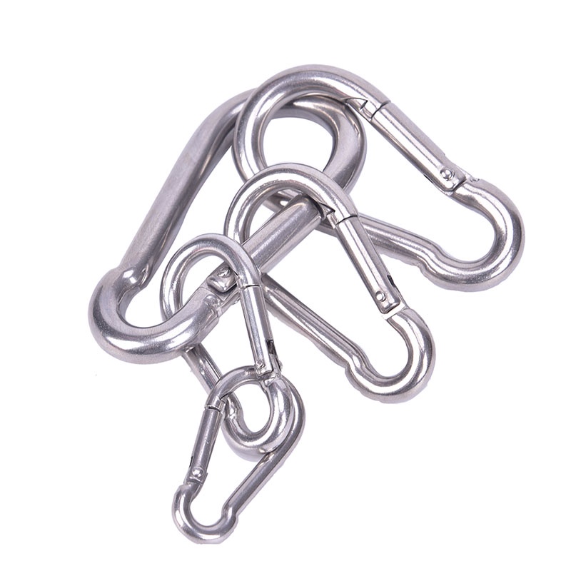 {LUCKID}304 Stainless Steel Spring Carabiner Snap Hook Keychain Quick Link Lock Buckle