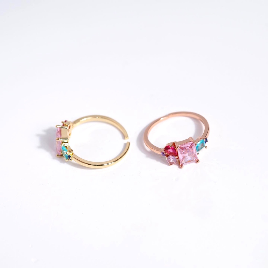 Panlandwoo - Cincin Rhodium Wanita Poppy Pink Adjustable