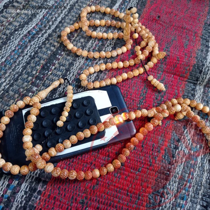 tasbih kayu liwung putih/ kayu nibung tembus cahaya dim 8mm