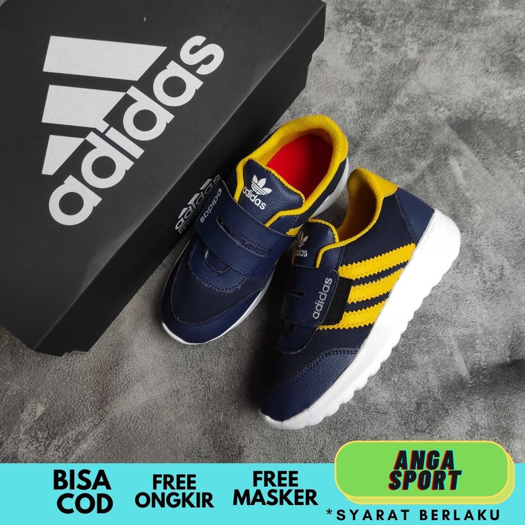 SEPATU ANAK PEREMPUAN ADIDAS NAVY KUNING SIZE 31-35 SEPATU SEKOLAH SD LAKI LAKI KEREN SEPATU KETS KIDS UNISEX MADE IN VIETNAM TERMURAH