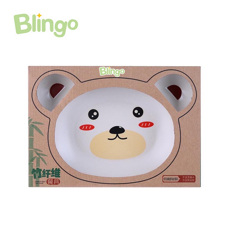 Blingo BLEAT01 piring makan alat makan bayi  Anak Wheat Bear Plate mangkok bayi