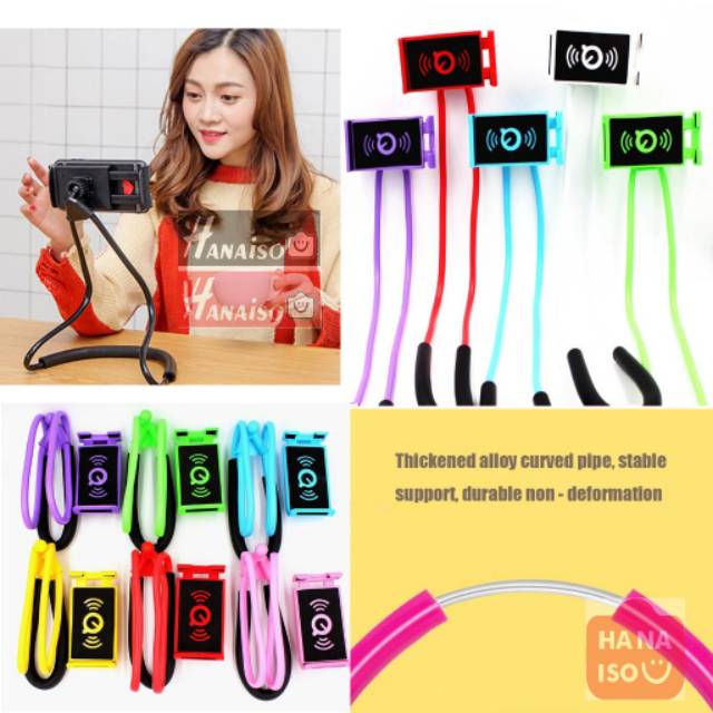 MEDAN HANAISO New Q Lazypod Leher / Lazypod Neck Holder Hp flexible / Untuk HP Max 6 inch