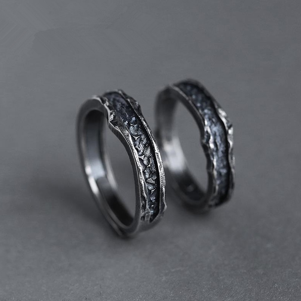 Cincin Model Terbuka adjustable Warna Hitam Gaya Punk Untuk Pria Dan Wanita