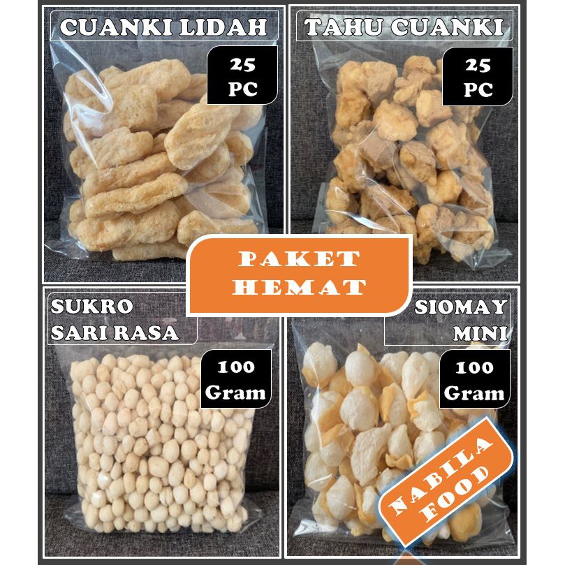 

Paket HEMAT Toping Baso Aci (Cuanki Lidah, Tahu Cuanki, Gurilem Mini, Pilus Cikur Merek Sarisara)