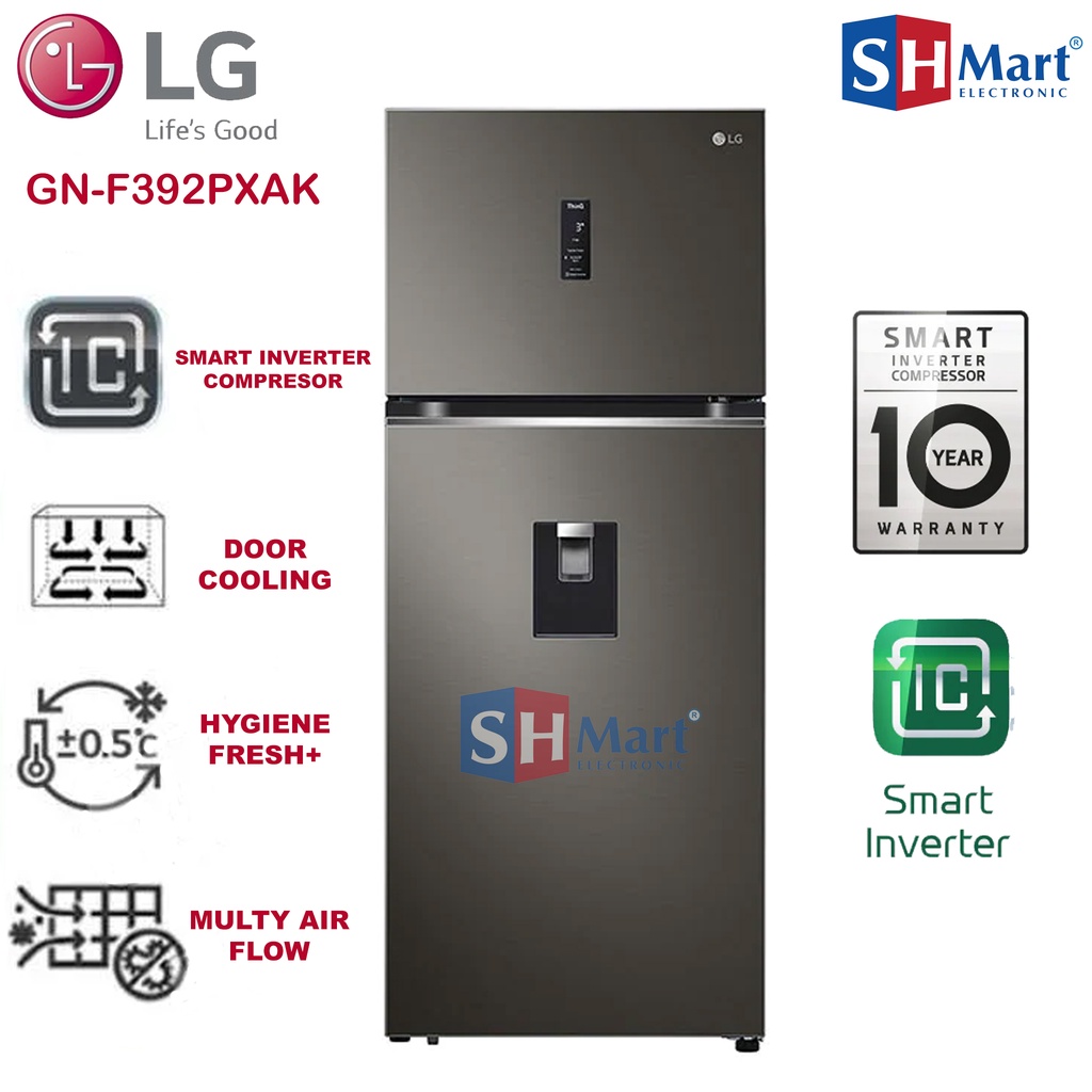 KULKAS LG 2 PINTU GN-F392PXAK SMART INVERTER WITH DISPENSER KAPASITAS 423 LITER GARANSI RESMI