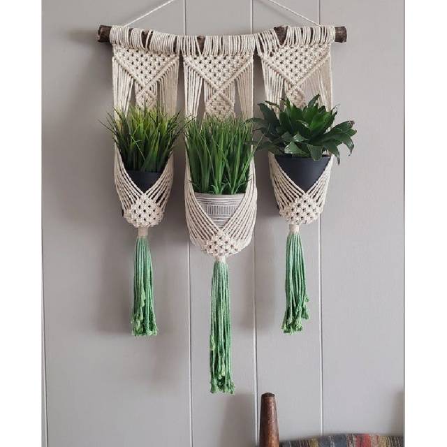 READY STOK) macrame pot gantung/ macrame plant hanger (POT 028)