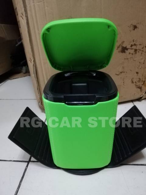 TEMPAT SAMPAH MOBIL BAHAN KULIT WARNA HIJAU