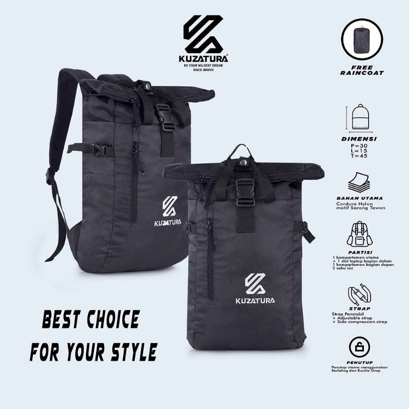 ORIGINAL - Tas Ransel Backpack Pria Wanita Stylish Keren | Tas Punggung Travelling Outdoor 25 Liter Model Terbaru Simp | Muat Laptop 14 15 Inch