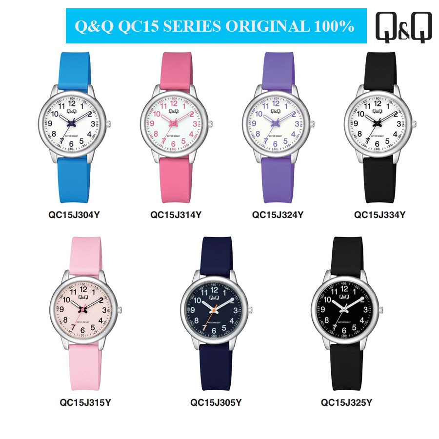 SALE Jam Tangan Anak Casual Rubber Analog Original Q&amp;Q QNQ QQ QC15 QC15J Series