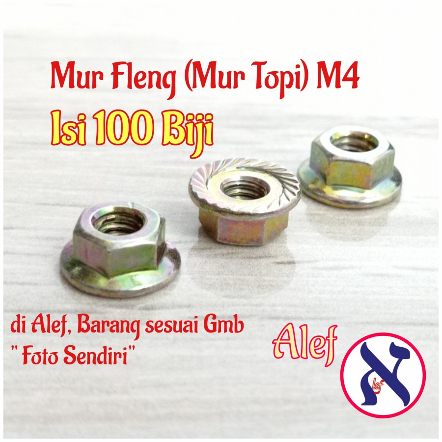 Mur Fleng m4 mur topi 100 biji kunci 7