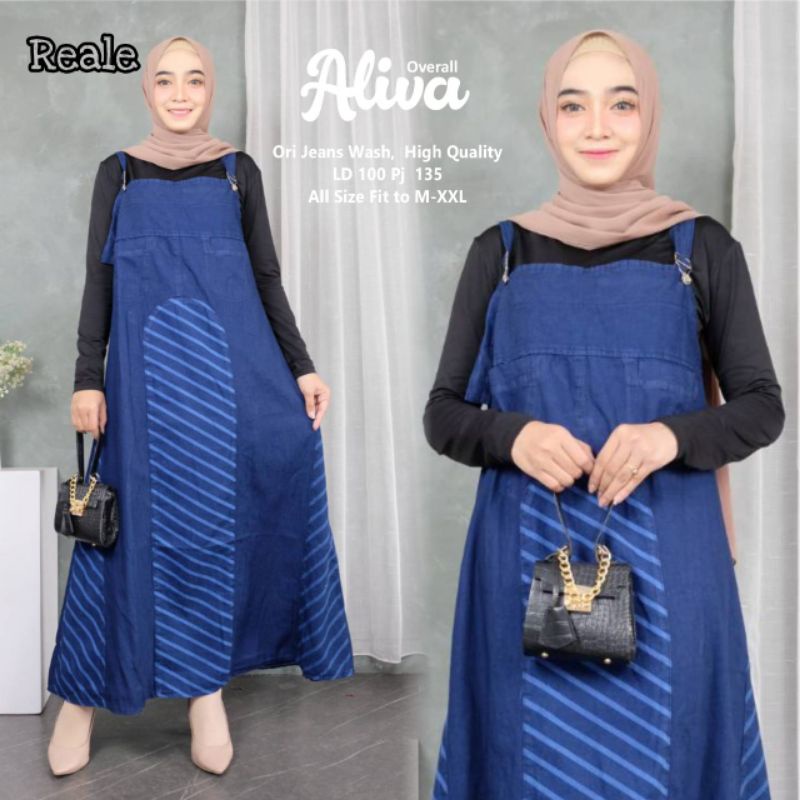 OVERALL JEANS / OVERALL JEANS WANITA MURAH / GAMIS OVERALL WANITA / DRESS OVERALL