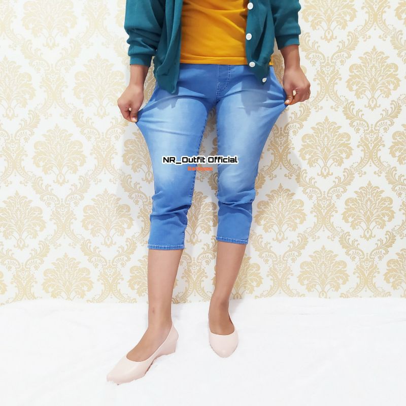 Legging 7/8 Jeans Wanita Big Size Leging Jumbo Pinggang Karet Hight Quality NR_Outfit Official COD