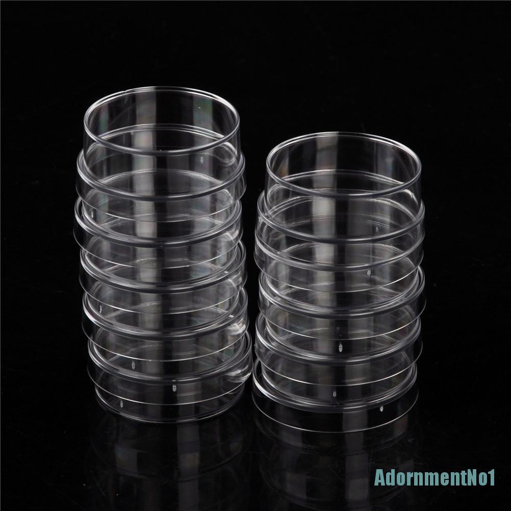 (Adornmentno1) 10pcs Piring Petri Dish Steril Bahan Plastik Polystyrene Ukuran 35x15mm