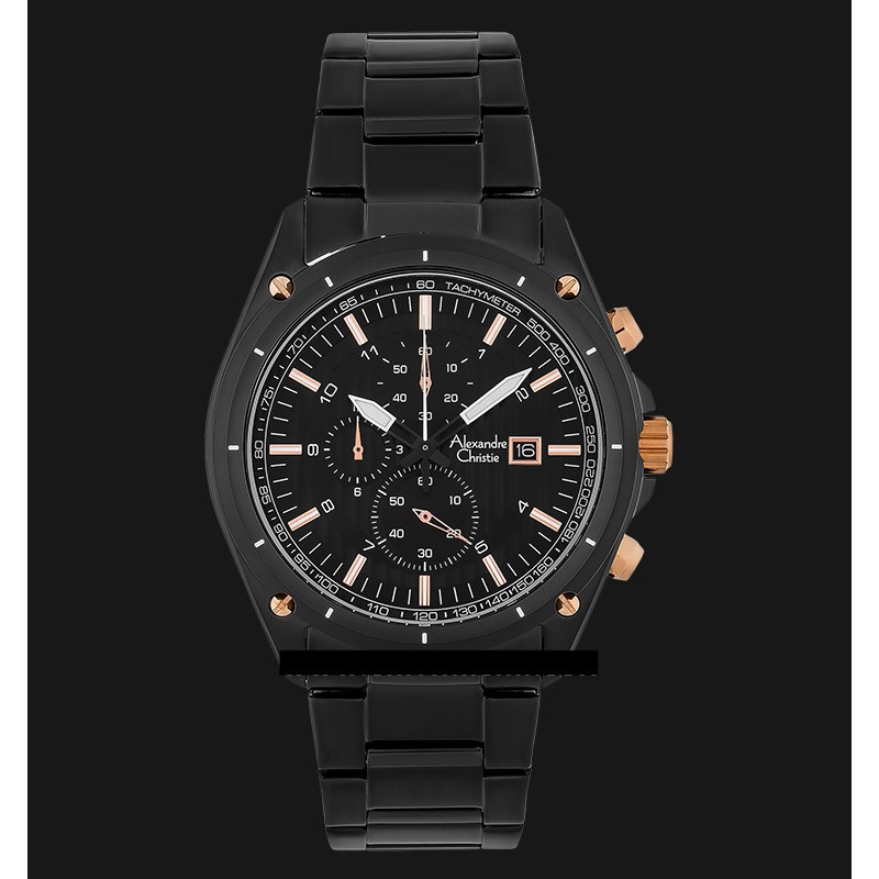 Jam Tangan Pria Alexandre Christie AC 6493 MC BIPBA Chronograph Black