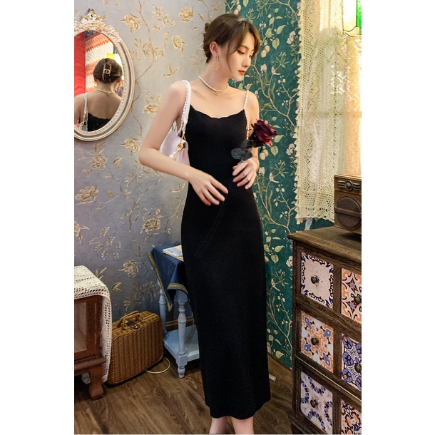 【Rozen】Elegant Retro Pearl Slip Dress 7078