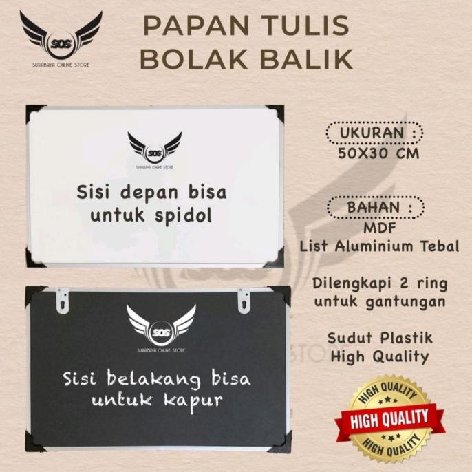 

langsung order saja] Whiteboard/Papan Tulis Gantung Spidol dan Kapur Dua Sisi
