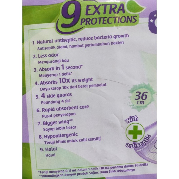 Softex Daun Sirih 36cm  12+1 wing pads