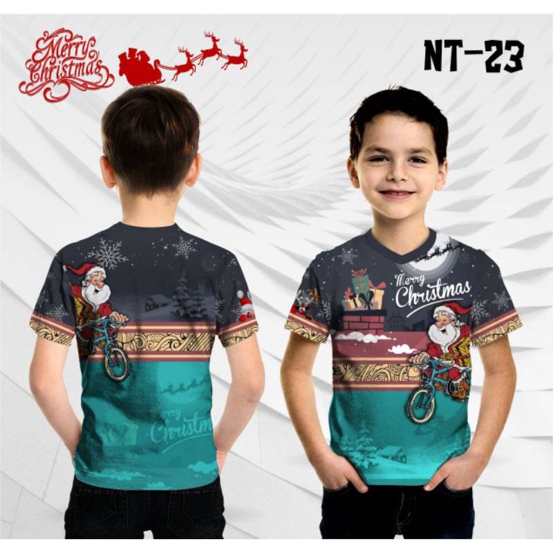 Kaos Natal Anak bahan Jersey ,Baju Natal & Tahun Baru 2021/2022 MERRY CHRISTMAS