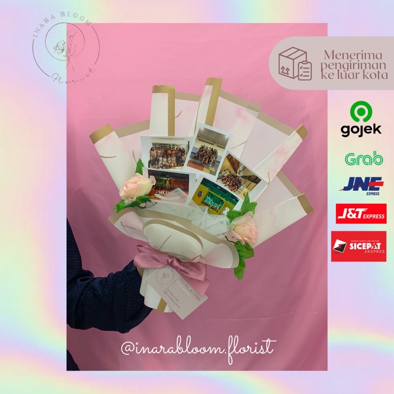 

buket polaroid/ bucket polaroid/ buket foto polaroid/ buket snack murah/ hadiah wisuda/ hampers