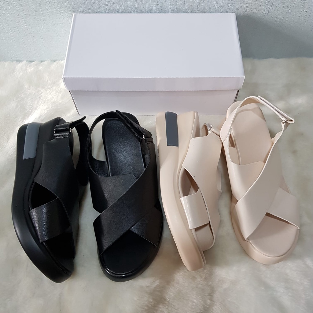 [✅BISA COD] 10888 SANDAL TYPE A &amp; B IMPORT WANITA WEDGES TINGGI MODEL X (REAL PICTURE)