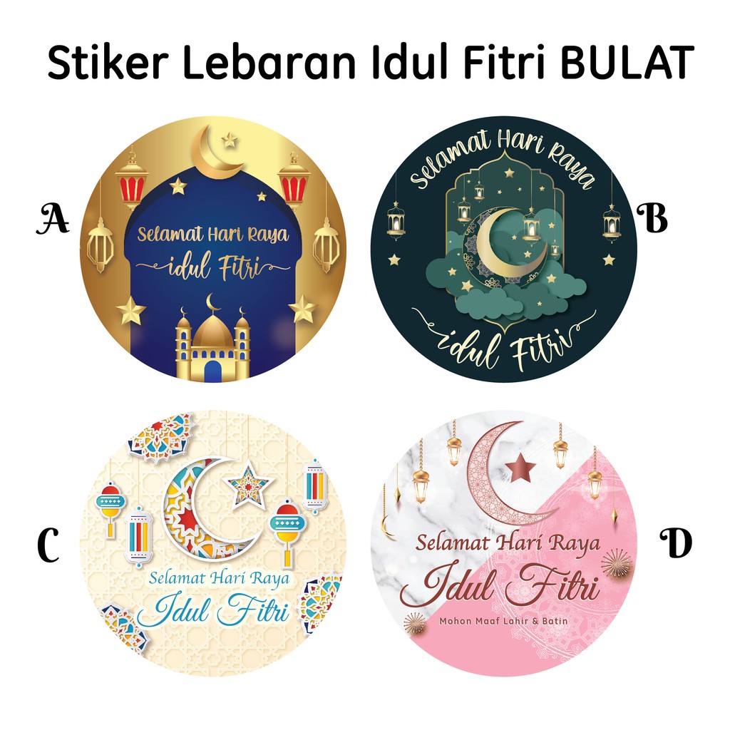 Stiker Lebaran Idul Fitri Bulat