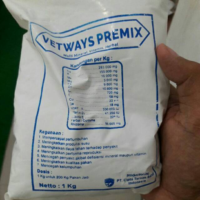 

Vetways Premix. Mineral sapi, kambing dan domba