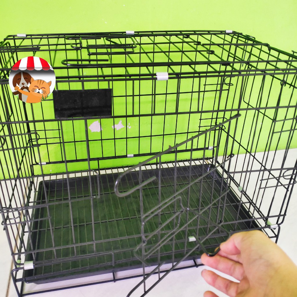 Kandang Kucing Anjing Kelinci 45cm 2 pintu- Kandang Lipat